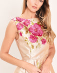 Soft Satin Floral Woven Midi Dress