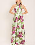 Flying Tomato Fuchsia Rose Halter Woven Maxi Dress