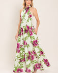 Flying Tomato Fuchsia Rose Halter Woven Maxi Dress