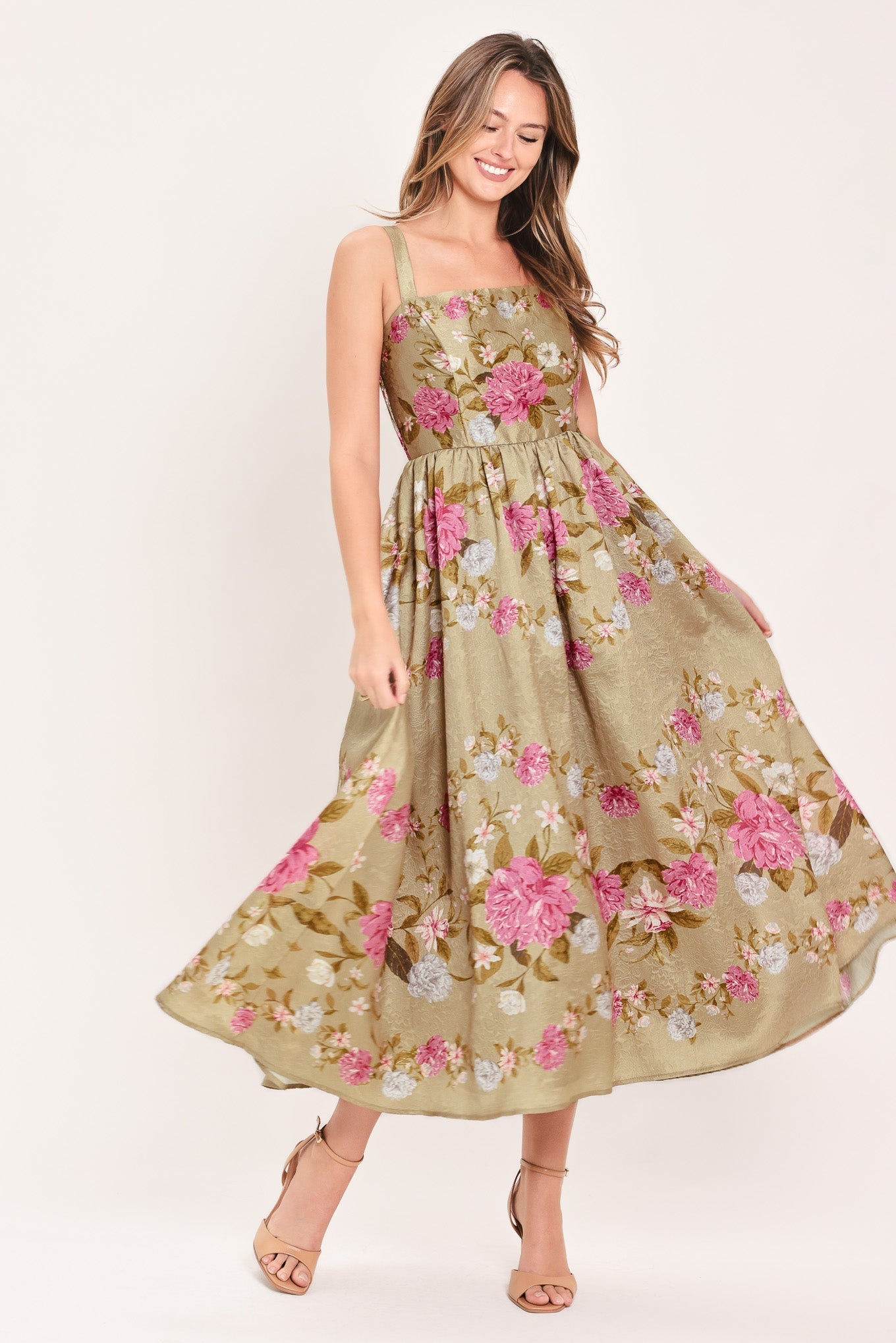 Flying Tomato | Peony Garden Floral Midi Dress