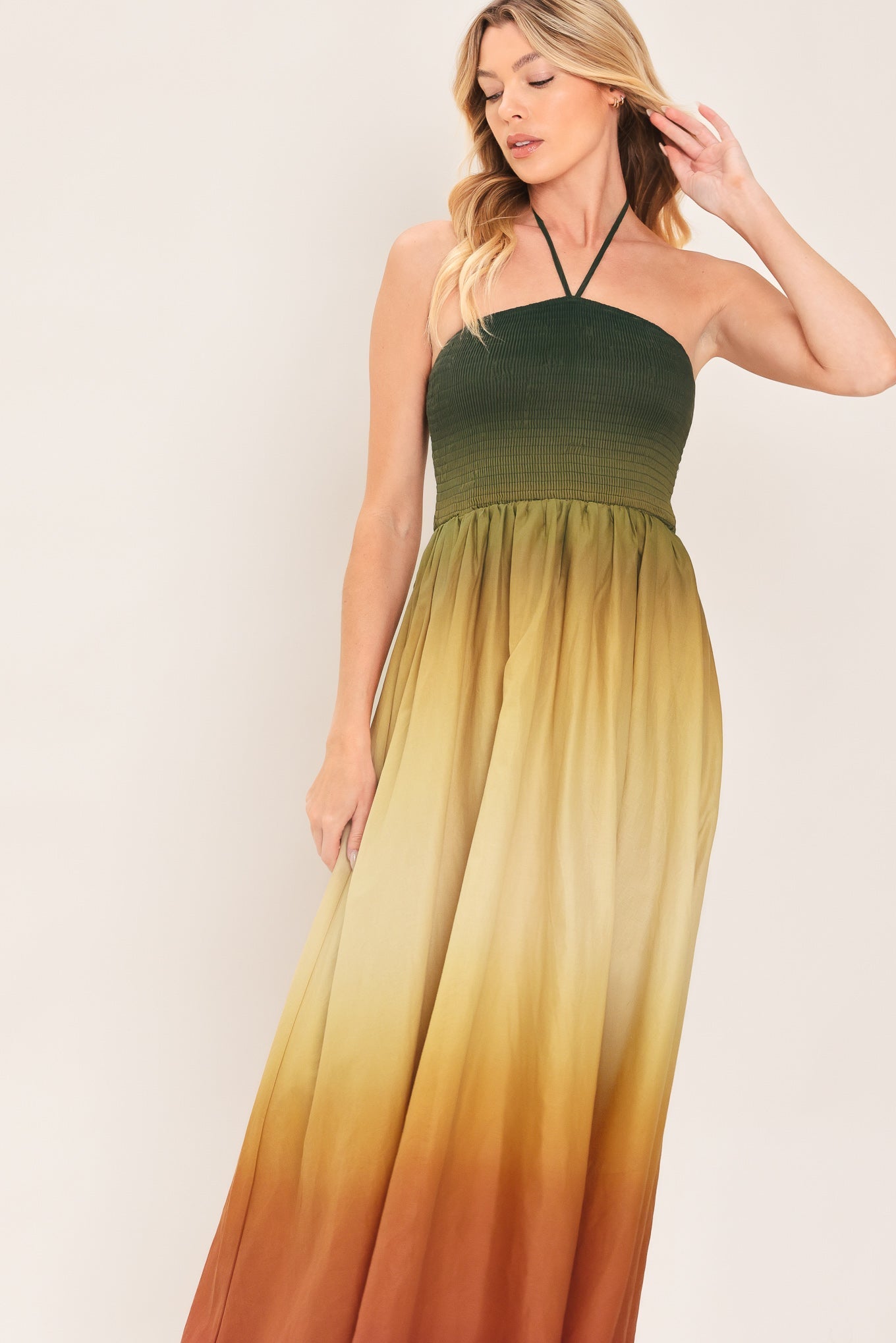 Flying Tomato Sunset Ombre Woven Maxi Dress
