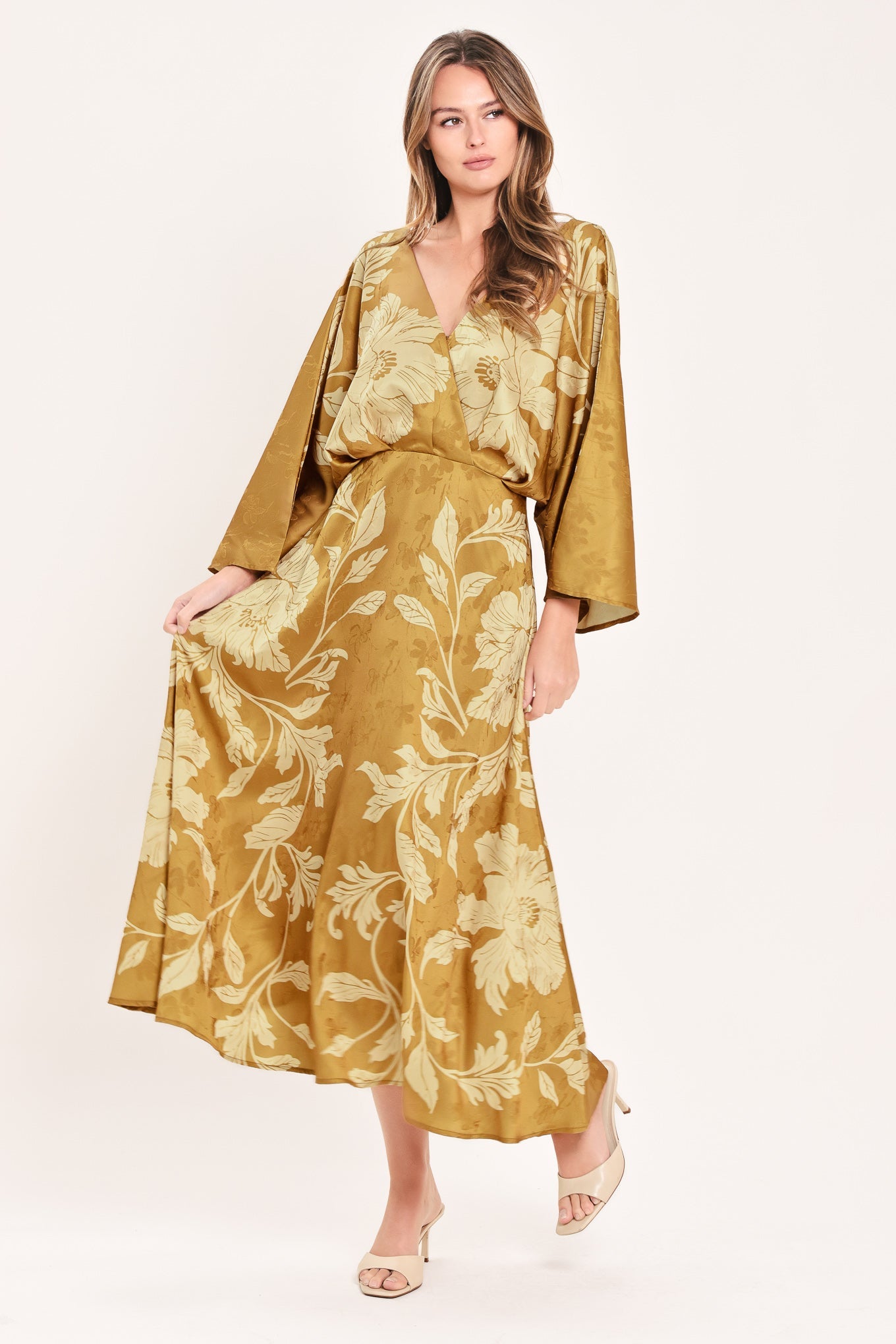 Flying Tomato | Butterscotch Blossom Floral Midi Dress