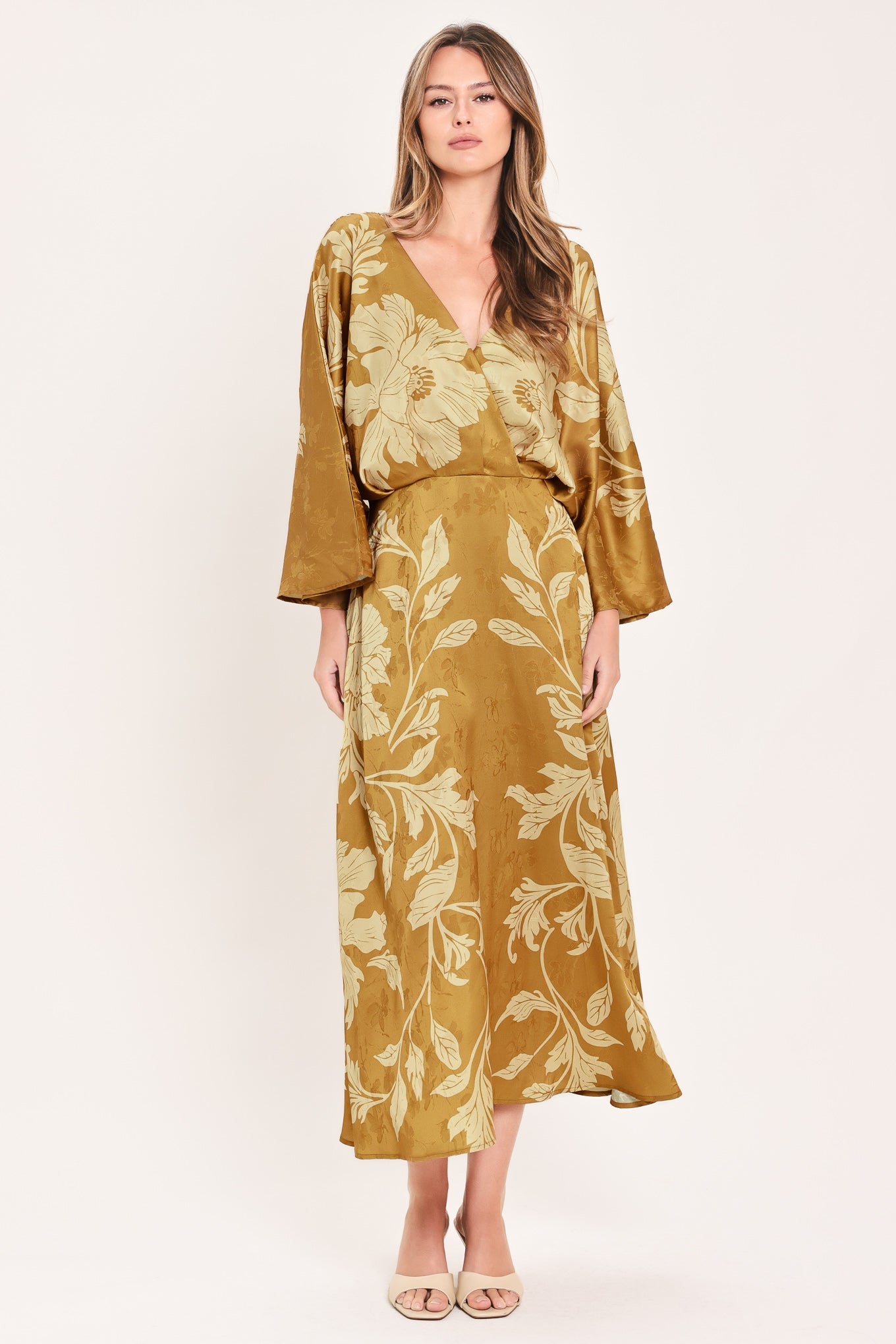 Flying Tomato | Butterscotch Blossom Floral Midi Dress