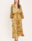 Flying Tomato | Butterscotch Blossom Floral Midi Dress