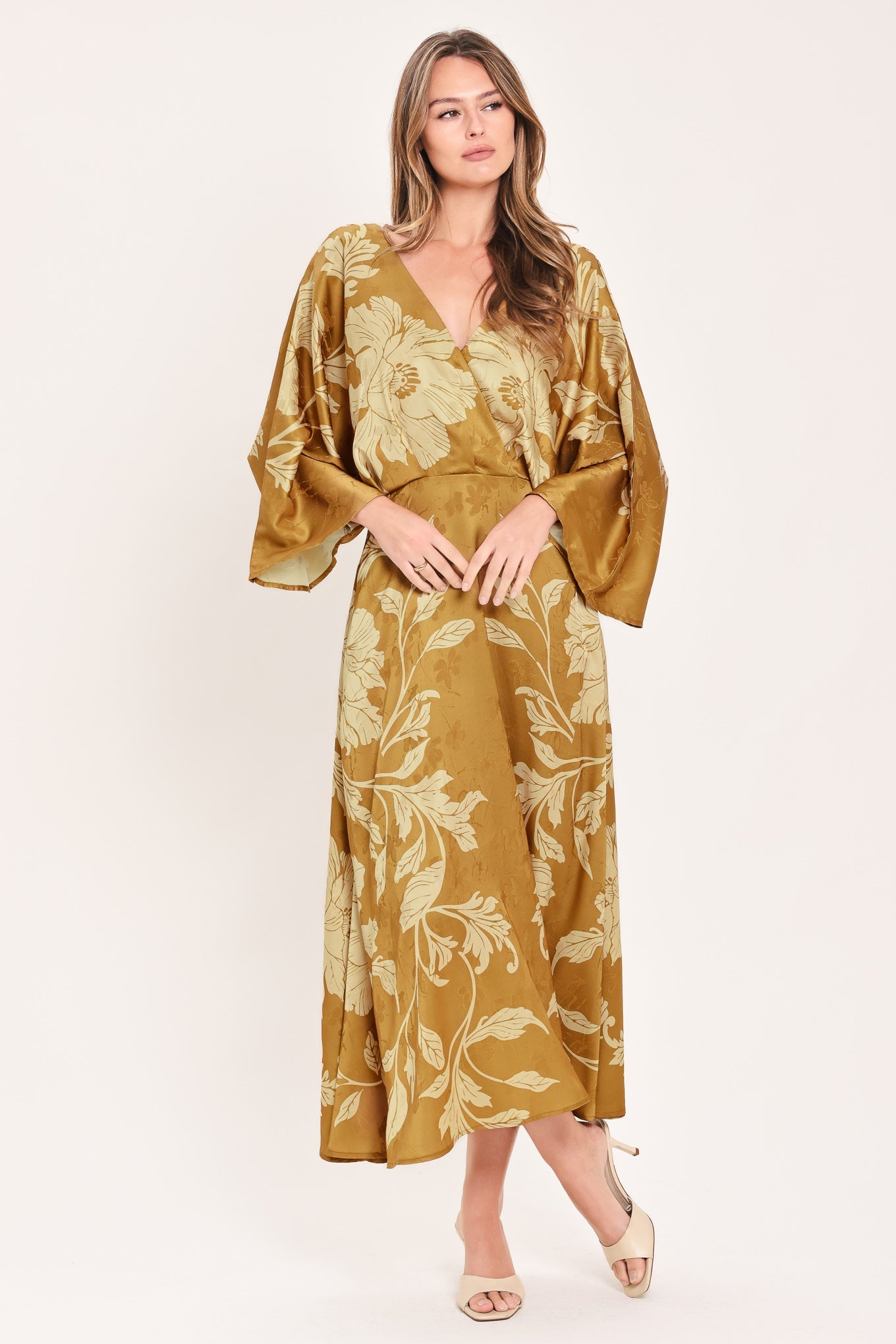 Flying Tomato | Butterscotch Blossom Floral Midi Dress