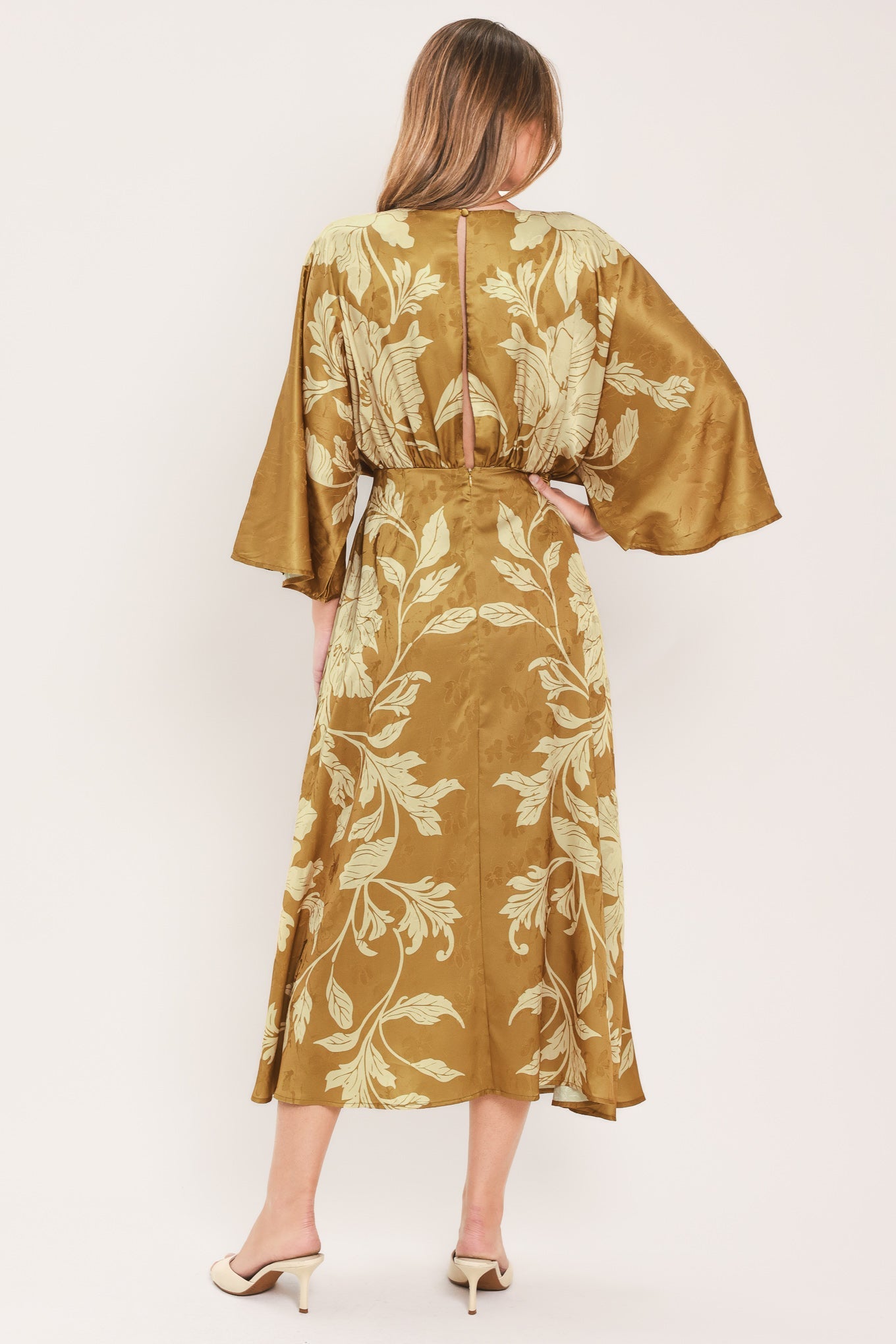 Flying Tomato | Butterscotch Blossom Floral Midi Dress