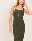 Flying Tomato Modern Cargo Chic Woven Twill Midi Dress