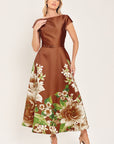 Flying Tomato Rust Reverie Floral Belted Midi Dress