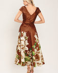 Flying Tomato Rust Reverie Floral Belted Midi Dress