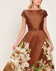 Flying Tomato Rust Reverie Floral Belted Midi Dress
