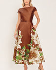 Flying Tomato Rust Reverie Floral Belted Midi Dress