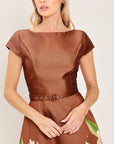 Flying Tomato Rust Reverie Floral Belted Midi Dress