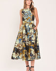Flying Tomato Golden Meadow Floral Belted Midi Dress