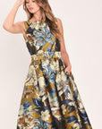 Flying Tomato Golden Meadow Floral Belted Midi Dress