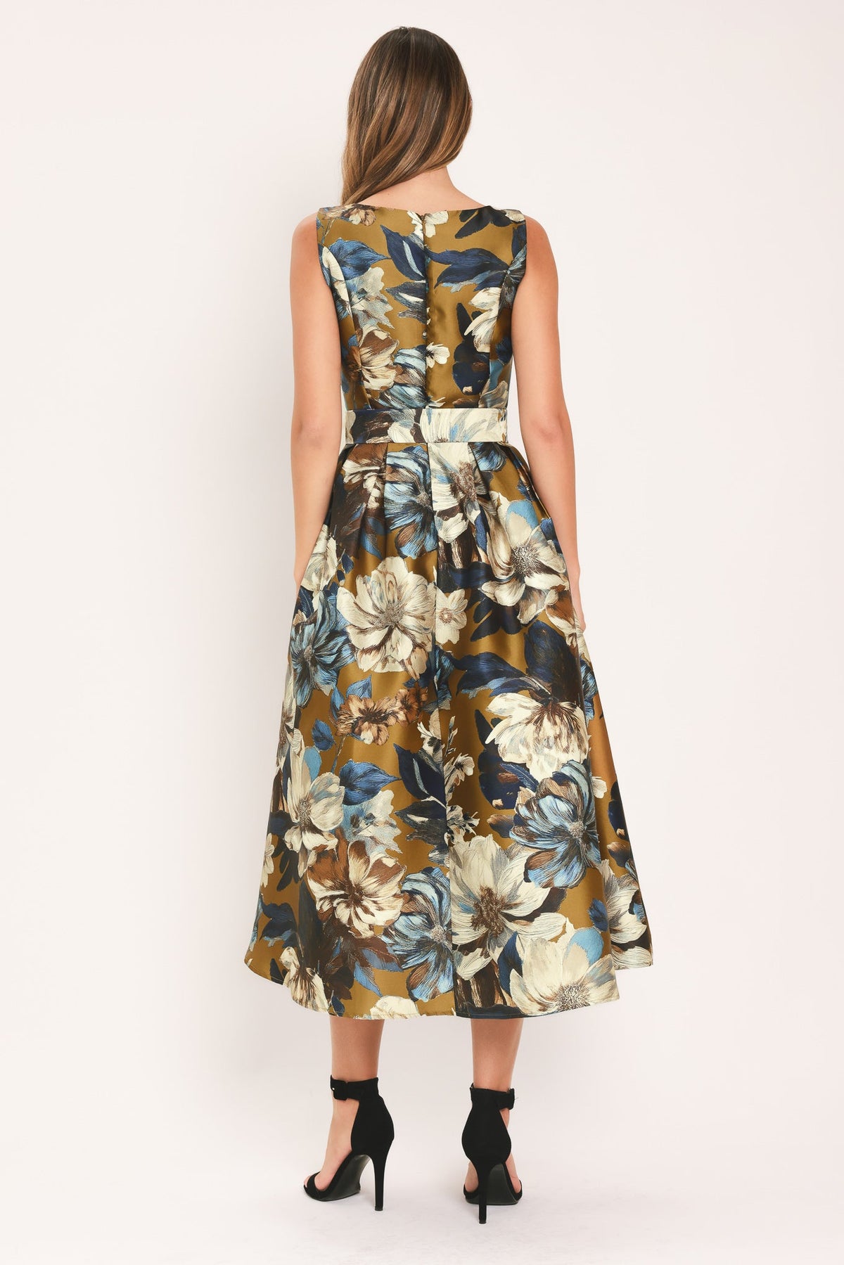 Flying Tomato Golden Meadow Floral Belted Midi Dress