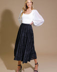 EASE MY MIND VELVET MIDI SKIRT