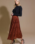 EASE MY MIND VELVET MIDI SKIRT