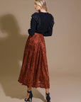 EASE MY MIND VELVET MIDI SKIRT