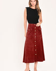 Flying Tomato Rustic Romance Brick Faux Suede Midi Skirt