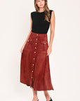 Flying Tomato Rustic Romance Brick Faux Suede Midi Skirt