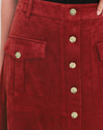Flying Tomato Rustic Romance Brick Faux Suede Midi Skirt