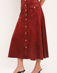 Flying Tomato Rustic Romance Brick Faux Suede Midi Skirt