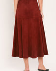 Flying Tomato Rustic Romance Brick Faux Suede Midi Skirt