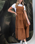 Shay Overall Dress in Brown