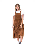 Shay Overall Dress in Brown