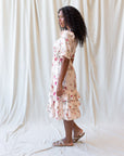 Vintage Romance Cream Floral Midi Dress