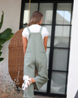 Frankie Denim Overalls in Sage