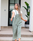 Frankie Denim Overalls in Sage