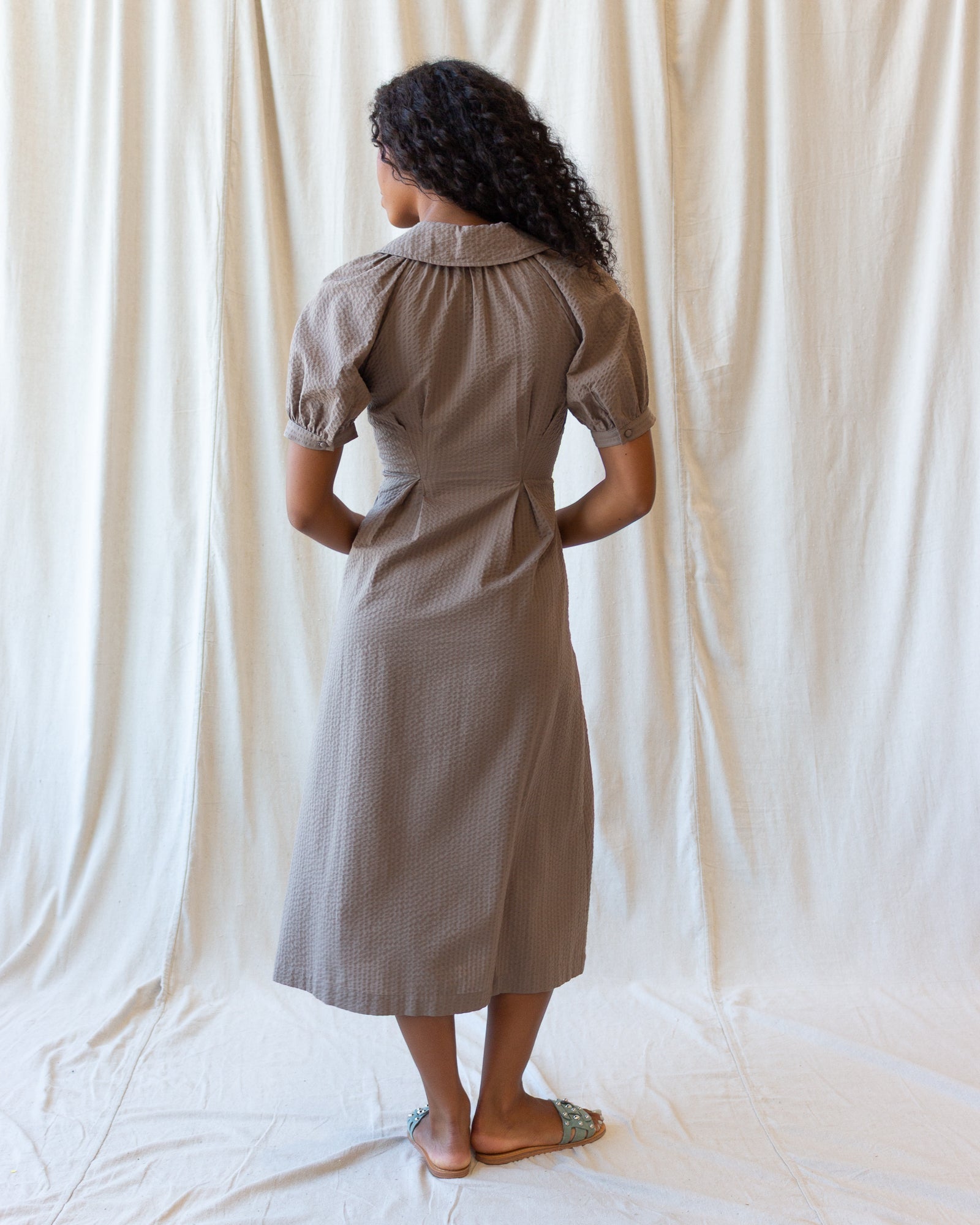 Femme Field Brown Midi Shirtdress