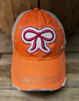 PINK BOW Distressed Tan Mesh Snapback Baseball Cap - My Pampered Life Seattle