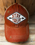 STAY TRUE Distressed Tan Mesh Snapback Baseball Cap - My Pampered Life Seattle