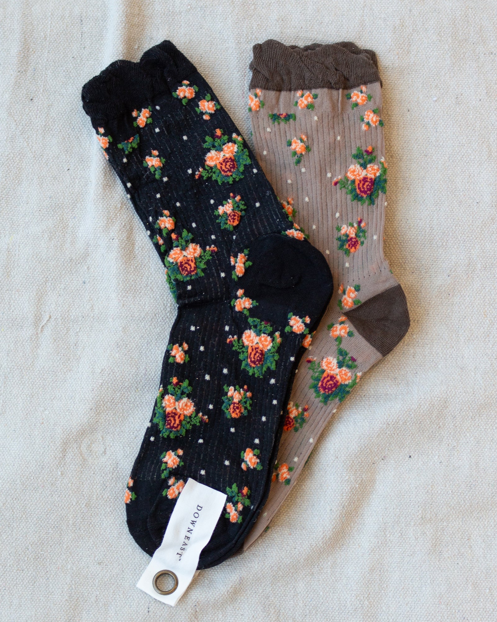 Fall Floral Ruffle-Cuff Socks – 2-Pack