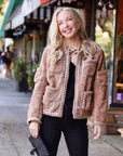 Judy Sherpa Jacket with Braided Ribbon Trim