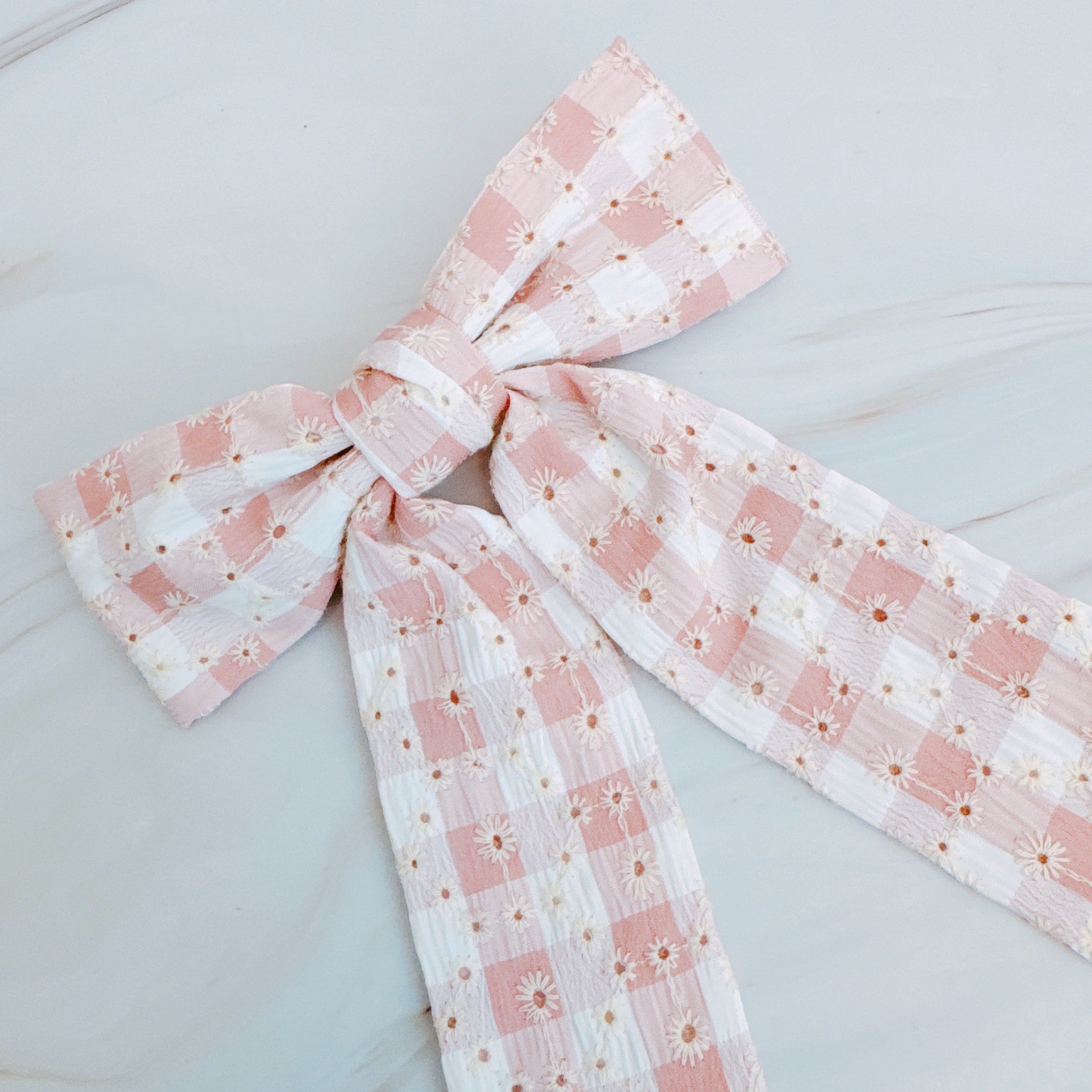 Daisy Picnic Gingham Bow Hair Clip