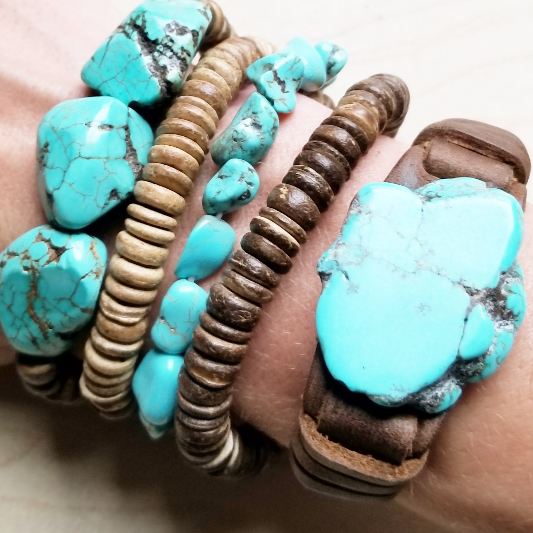 Chunky Blue Turquoise Nugget Bracelet