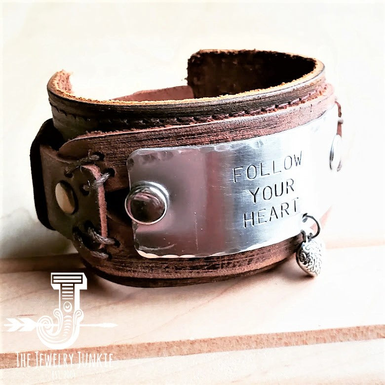 Follow Your Heart Distressed Leather Cuff