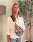 Vintage Floral Wide-Strap Sling Bag