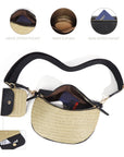 Valentina Mixed Media Straw Sling Crossbody Bag