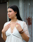 Wire Wrapped Freshwater Pearl Beaded Hoop Earrings 218y