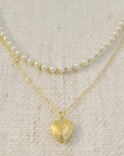 Pearls And Heart Locket Layered Necklace