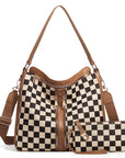 Vanessa Checkered Convertible Hobo Bag & Wristlet Set