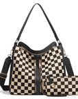 Vanessa Checkered Convertible Hobo Bag & Wristlet Set