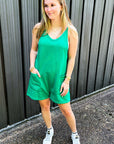 Delaney Green Racerback Romper