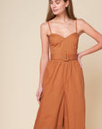 Flying Tomato Elevated Icon Brown Woven Jumpsuit