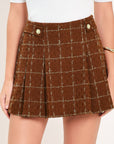 Flying Tomato Autumn Plaid Tweed Skort