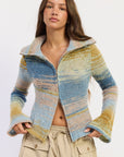 Emory Park | Jolene Vintage Stripe Zip-Up Cardigan – Baby Blue